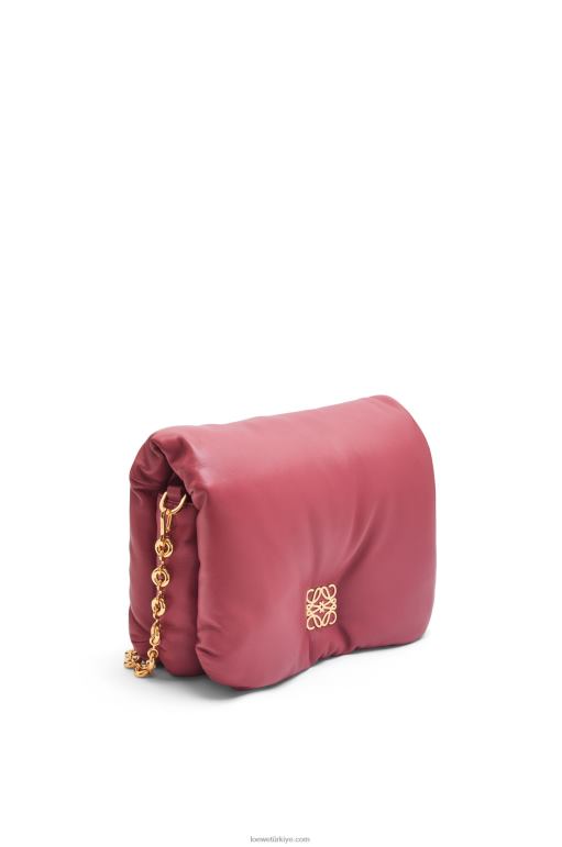 Loewe parlak napa kuzu derisinden kirpi goya çantası 02600489 kadınlar erik gülü