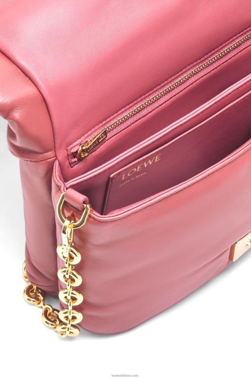 Loewe parlak napa kuzu derisinden kirpi goya çantası 02600489 kadınlar erik gülü
