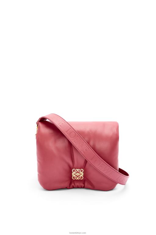 Loewe parlak napa kuzu derisinden kirpi goya çantası 02600489 kadınlar erik gülü