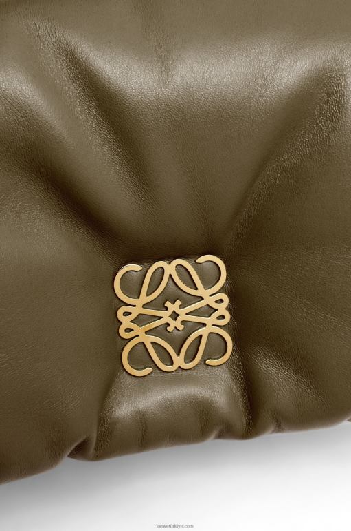 Loewe parlak napa kuzu derisinden mini kirpi goya çantası 02600246 kadınlar koyu haki yeşil