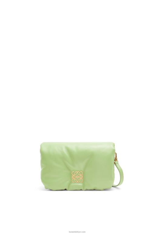 Loewe parlak napa kuzu derisinden mini kirpi goya çantası 02600247 kadınlar açık soluk yeşil