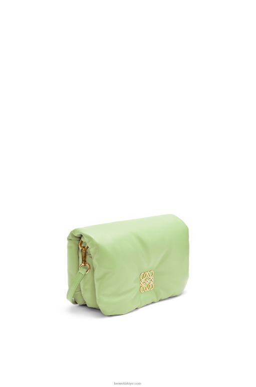 Loewe parlak napa kuzu derisinden mini kirpi goya çantası 02600247 kadınlar açık soluk yeşil