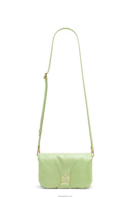 Loewe parlak napa kuzu derisinden mini kirpi goya çantası 02600247 kadınlar açık soluk yeşil