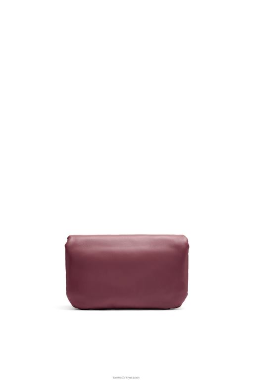 Loewe parlak napa kuzu derisinden mini kirpi goya çantası 02600251 kadınlar bordo