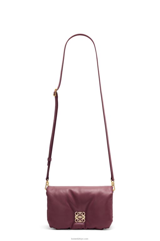 Loewe parlak napa kuzu derisinden mini kirpi goya çantası 02600251 kadınlar bordo