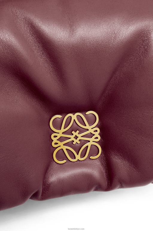 Loewe parlak napa kuzu derisinden mini kirpi goya çantası 02600251 kadınlar bordo