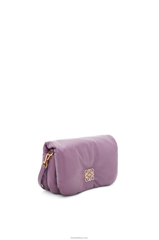 Loewe parlak napa kuzu derisinden mini kirpi goya çantası 02600322 kadınlar lavanta