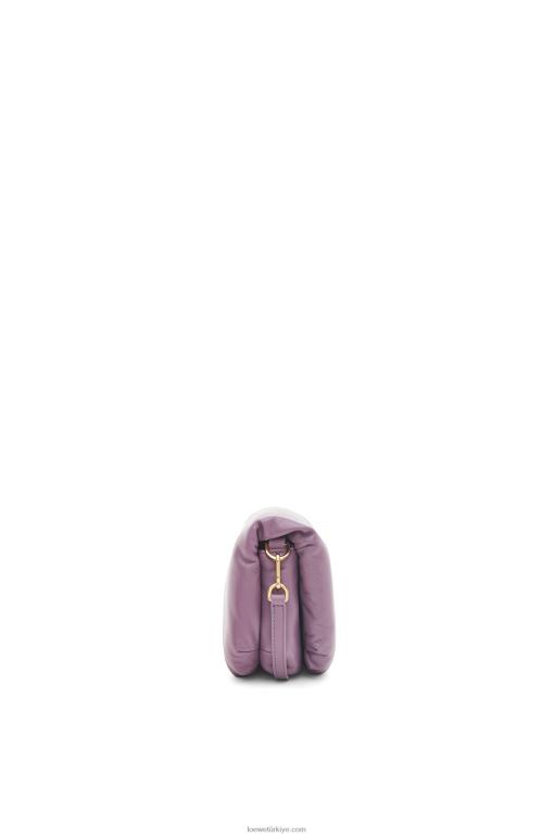Loewe parlak napa kuzu derisinden mini kirpi goya çantası 02600322 kadınlar lavanta