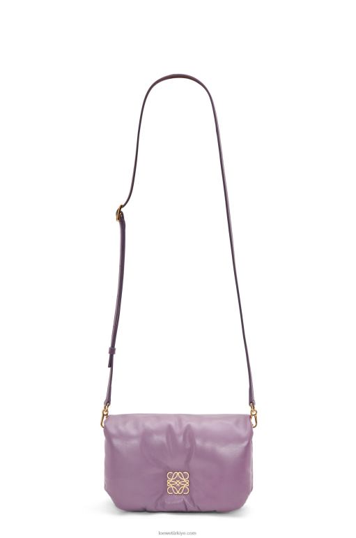Loewe parlak napa kuzu derisinden mini kirpi goya çantası 02600322 kadınlar lavanta