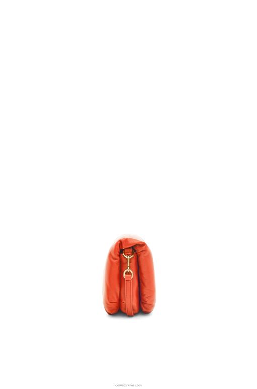 Loewe parlak napa kuzu derisinden mini kirpi goya çantası 02600326 kadınlar gündoğumu turuncu