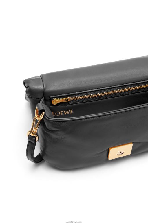 Loewe parlak napa kuzu derisinden mini kirpi goya çantası 02600413 kadınlar siyah