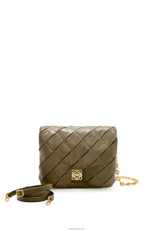 Loewe pilili parlak napa kuzu postu içinde kirpi goya 02600382 kadınlar koyu haki yeşil