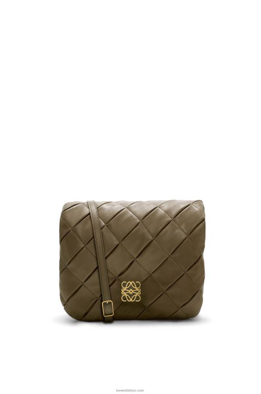 Loewe pilili parlak napa kuzu postu içinde kirpi goya 02600382 kadınlar koyu haki yeşil