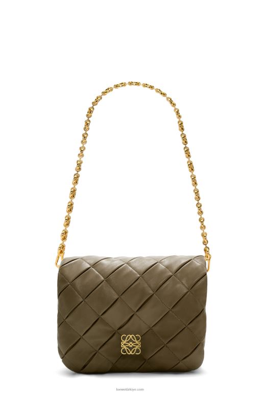 Loewe pilili parlak napa kuzu postu içinde kirpi goya 02600382 kadınlar koyu haki yeşil