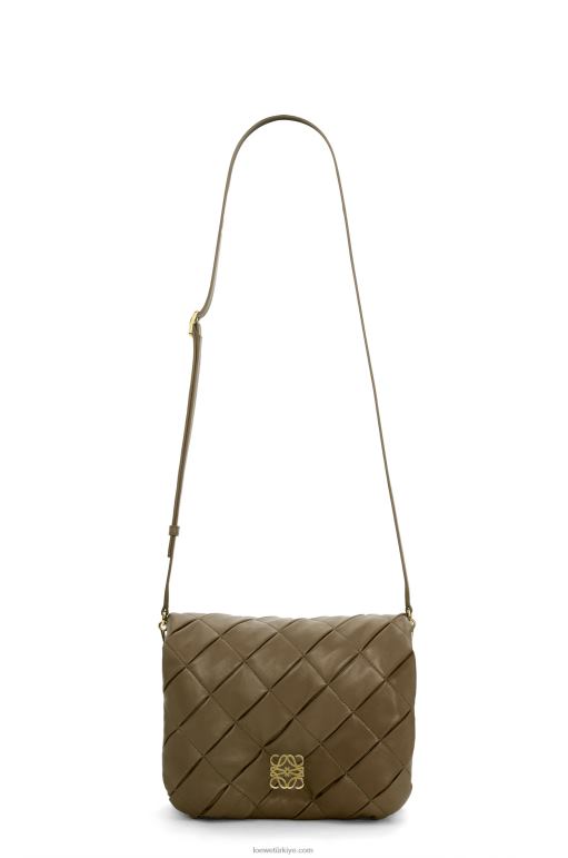 Loewe pilili parlak napa kuzu postu içinde kirpi goya 02600382 kadınlar koyu haki yeşil