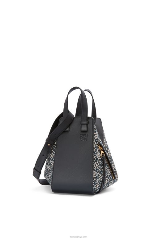 Loewe anagram jakarlı ve dana derisinden küçük hamak çantası 02600520 kadınlar lacivert/siyah