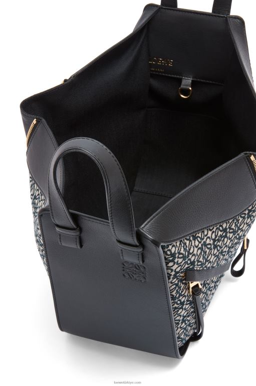 Loewe anagram jakarlı ve dana derisinden küçük hamak çantası 02600520 kadınlar lacivert/siyah