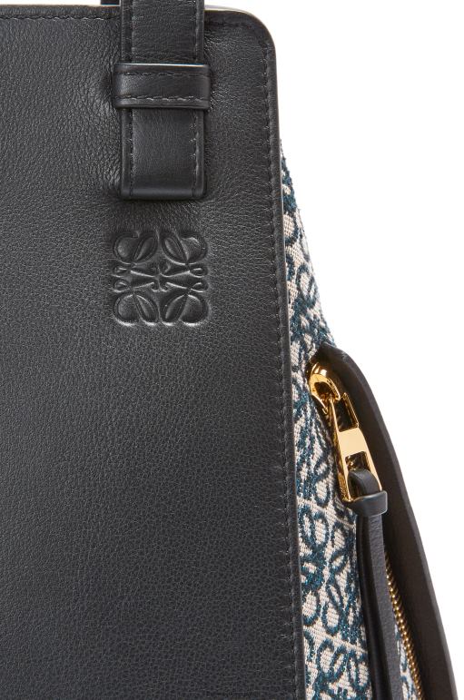 Loewe anagram jakarlı ve dana derisinden küçük hamak çantası 02600520 kadınlar lacivert/siyah