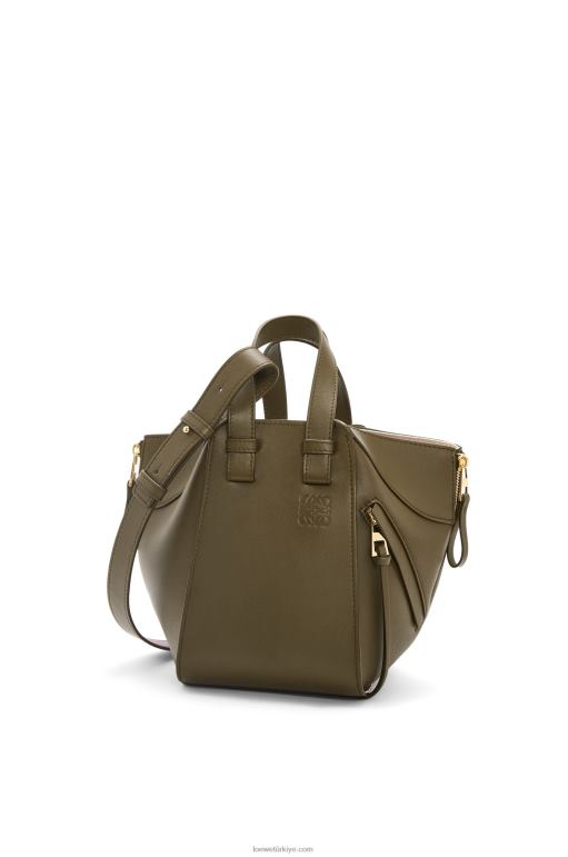 Loewe klasik dana derisinden hamak kompakt çanta 02600372 kadınlar koyu haki yeşil