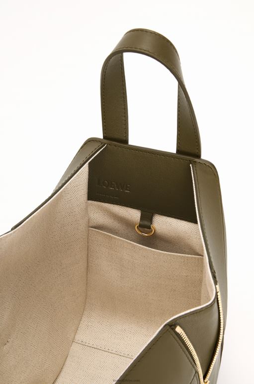 Loewe klasik dana derisinden hamak kompakt çanta 02600372 kadınlar koyu haki yeşil