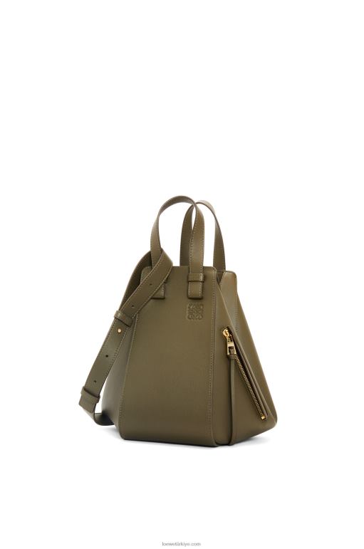 Loewe klasik dana derisinden küçük hamak çanta 02600371 kadınlar koyu haki yeşil