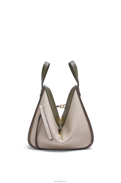 Loewe klasik dana derisinden küçük hamak çanta 02600525 kadınlar sonbahar yeşili/açık yulaf