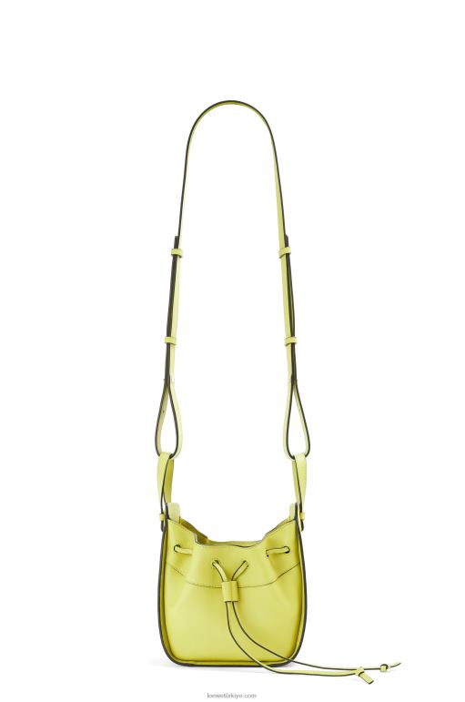 Loewe klasik dana derisinden mini hamak büzme ipi 02600297 kadınlar limon sarısı