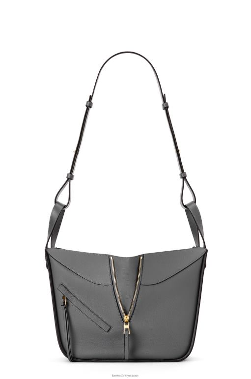 Loewe yumuşak taneli dana derisinden küçük hamak çanta 02600502 kadınlar asfalt grisi