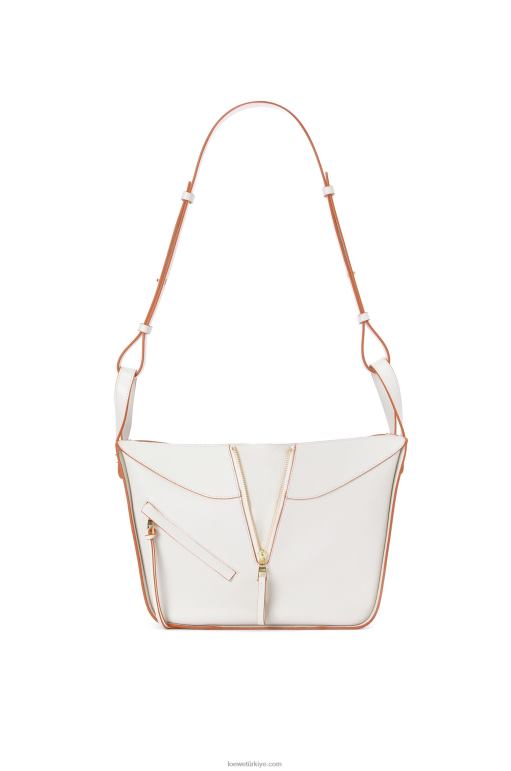 Loewe yumuşak taneli dana derisinden küçük hamak çanta 02600503 kadınlar açık beyaz