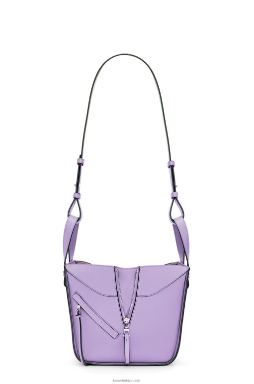 Loewe yumuşak taneli dana derisinden kompakt hamak çantası 02600406 kadınlar açık leylak rengi