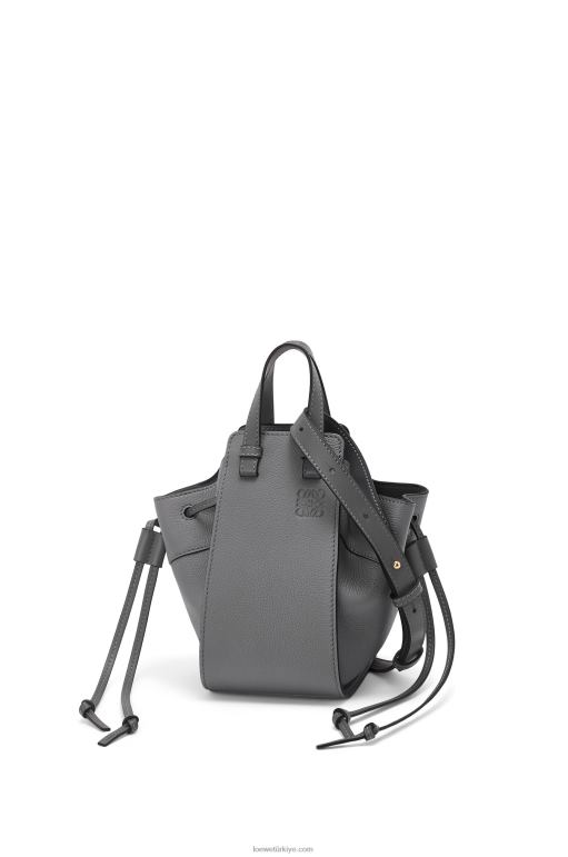 Loewe yumuşak taneli dana derisinden mini hamak büzme ipi 02600252 kadınlar asfalt grisi