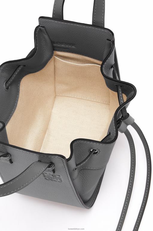 Loewe yumuşak taneli dana derisinden mini hamak büzme ipi 02600252 kadınlar asfalt grisi