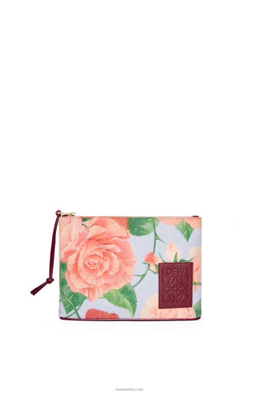 Loewe denim dikdörtgen gül kese 02600584 kadınlar mavi leylak