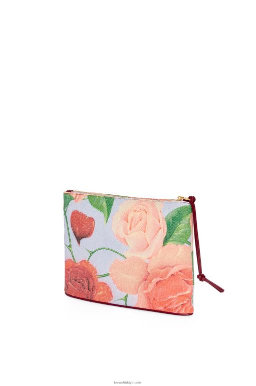 Loewe denim dikdörtgen gül kese 02600584 kadınlar mavi leylak