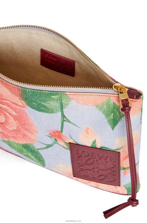 Loewe denim dikdörtgen gül kese 02600584 kadınlar mavi leylak