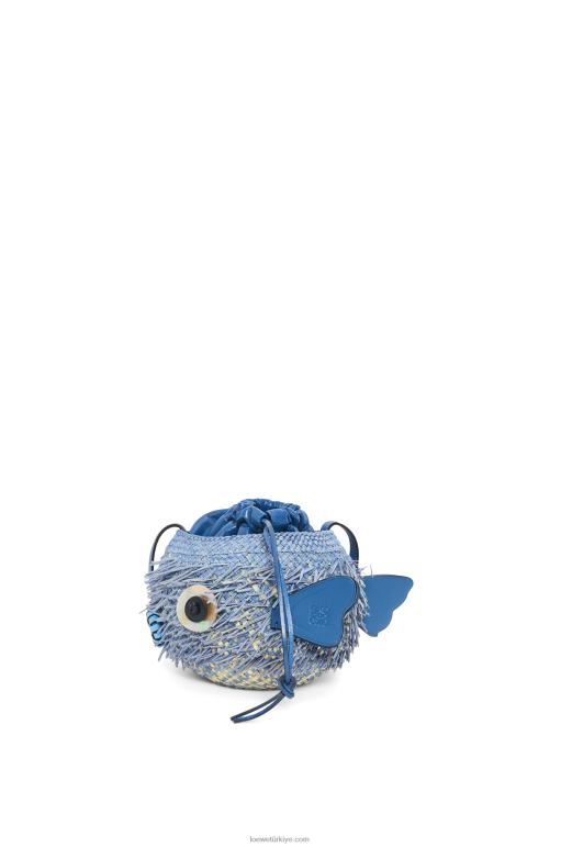 Loewe iraca palmiyesi ve dana derisinden balon balığı kesesi 02600222 kadınlar kot mavisi