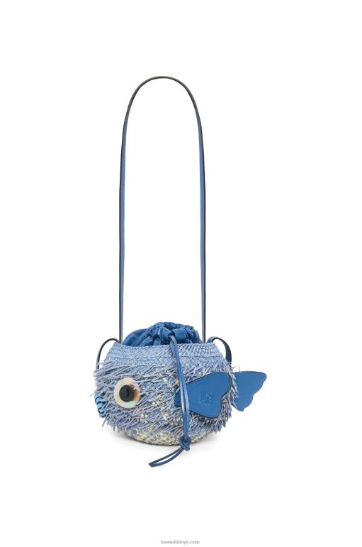 Loewe iraca palmiyesi ve dana derisinden balon balığı kesesi 02600222 kadınlar kot mavisi