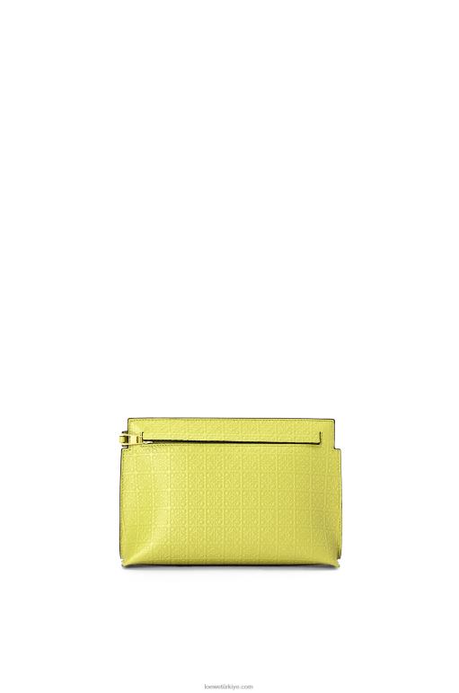 Loewe kabartmalı ipek dana derisinden mini tekrar t kese 02600556 kadınlar limon sarısı