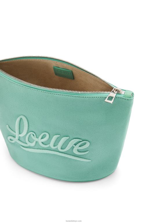 Loewe kanvas ve dana derisinden kozmetik çantası 02600592 kadınlar taze nane