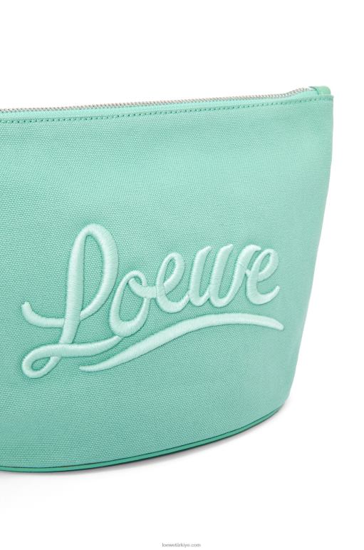 Loewe kanvas ve dana derisinden kozmetik çantası 02600592 kadınlar taze nane