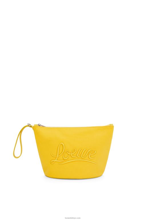 Loewe kanvas ve dana derisinden kozmetik çantası 02600593 kadınlar sarı