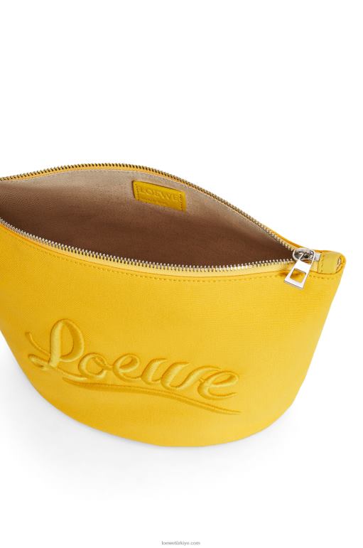 Loewe kanvas ve dana derisinden kozmetik çantası 02600593 kadınlar sarı