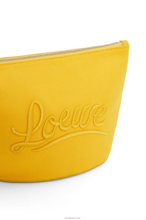 Loewe kanvas ve dana derisinden kozmetik çantası 02600593 kadınlar sarı