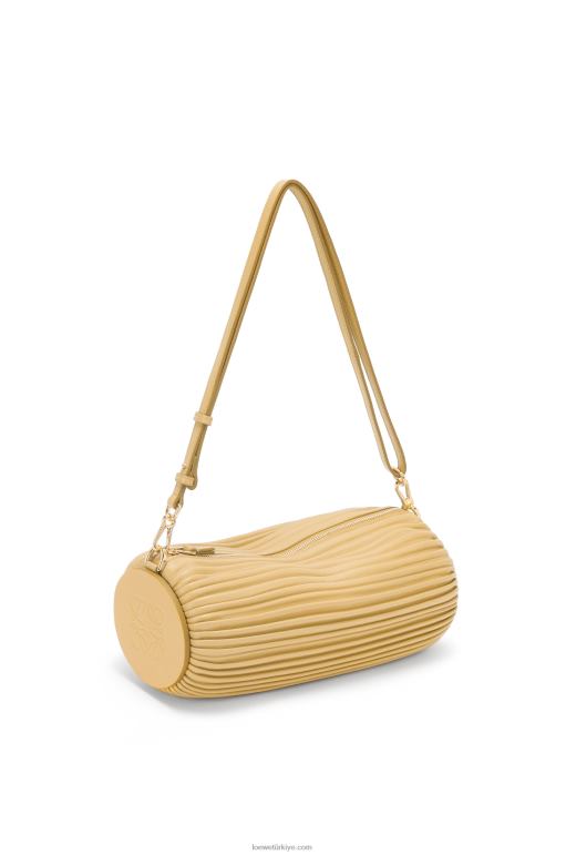 Loewe pileli napa bilezik kese 02600375 kadınlar koyu tereyağı