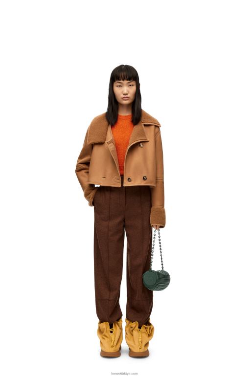 Loewe pileli napa bilezik kese 02600609 kadınlar eski haki