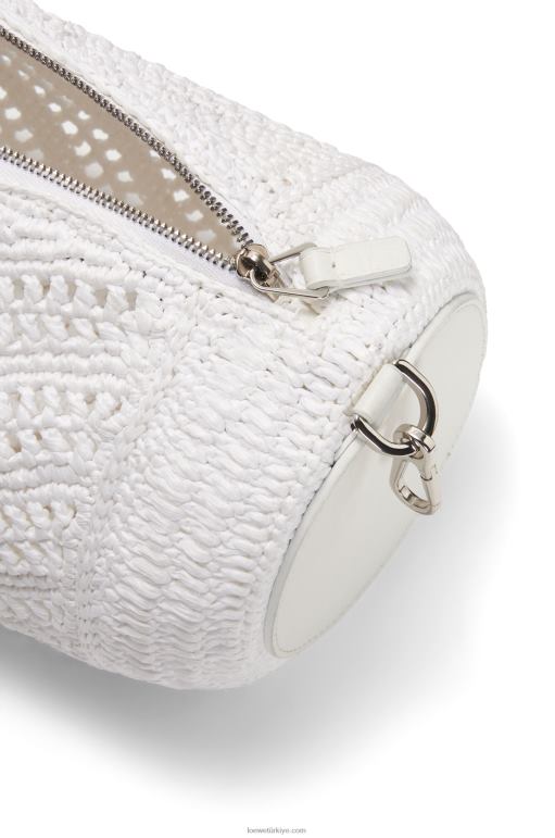 Loewe rafya ve dana derisinden bileklik kesesi 02600377 kadınlar beyaz