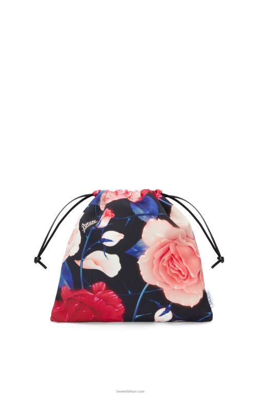 Loewe tuvalde gül büzgülü kese 02600586 kadınlar siyah