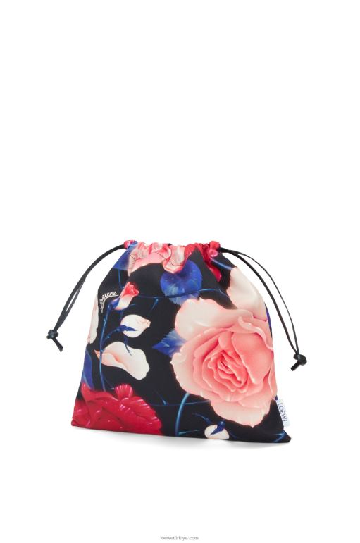 Loewe tuvalde gül büzgülü kese 02600586 kadınlar siyah