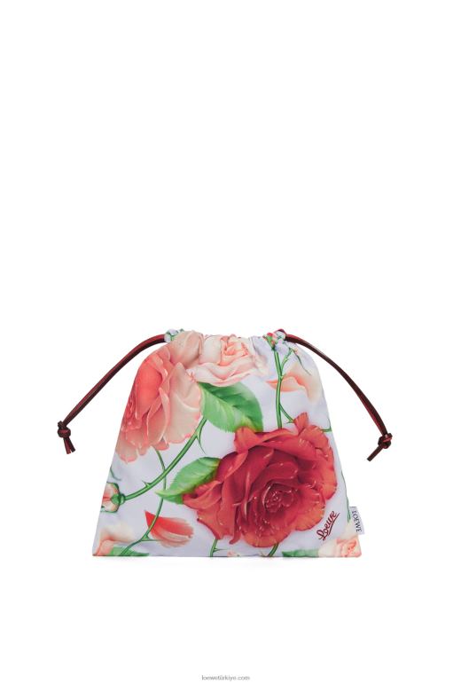 Loewe tuvalde gül büzgülü kese 02600587 kadınlar mavi leylak