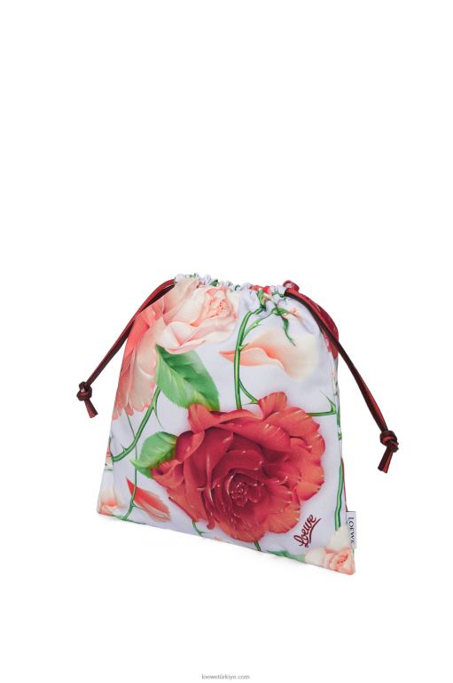 Loewe tuvalde gül büzgülü kese 02600587 kadınlar mavi leylak